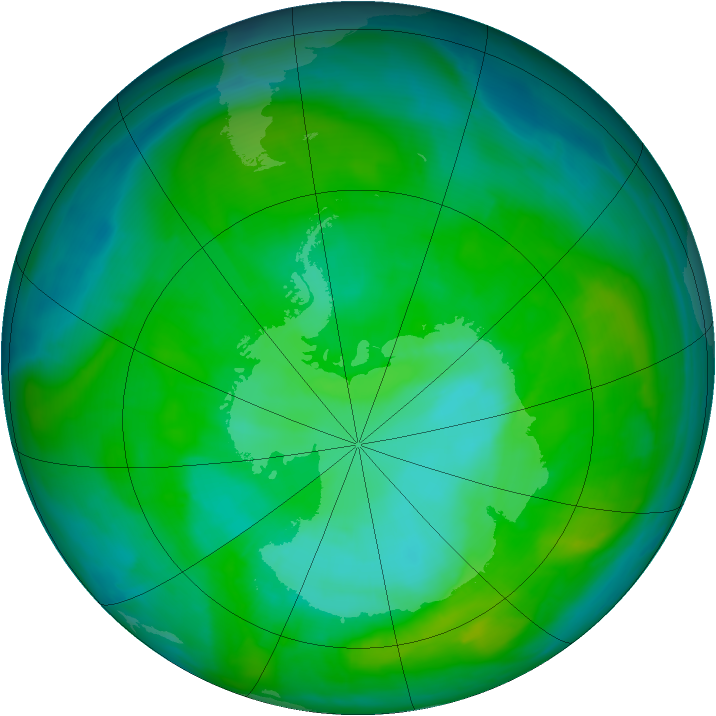 Antarctic ozone map for 19 December 2014